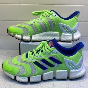 Mens - Adidas Climacool Boost Running Shoes Neon Yellow/Blue/White - Size 9